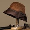 Middle and Old Ladies Hat Outdoor Warm Knitted Wool Basin Hat Bow Fashion Bucket Hat Short Brim Top Hat