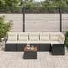 VidaXL Ensemble de canapé de jardin 7 pièces avec coussins noir Poly Rattan Acacia 3347334
