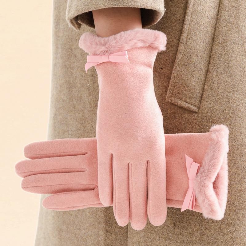 Women's Winter Thick Plush Gloves Fashion Warm Suede Imitation Cashmere Outdoor Guantes Lady Touchscreen Driving Mittens