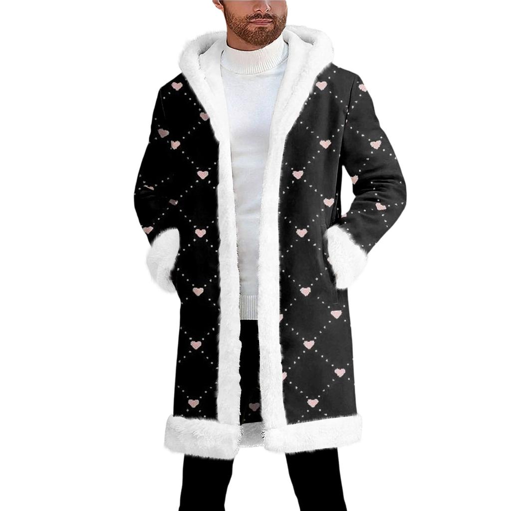 Herrkofta med huva, lång varm kappa