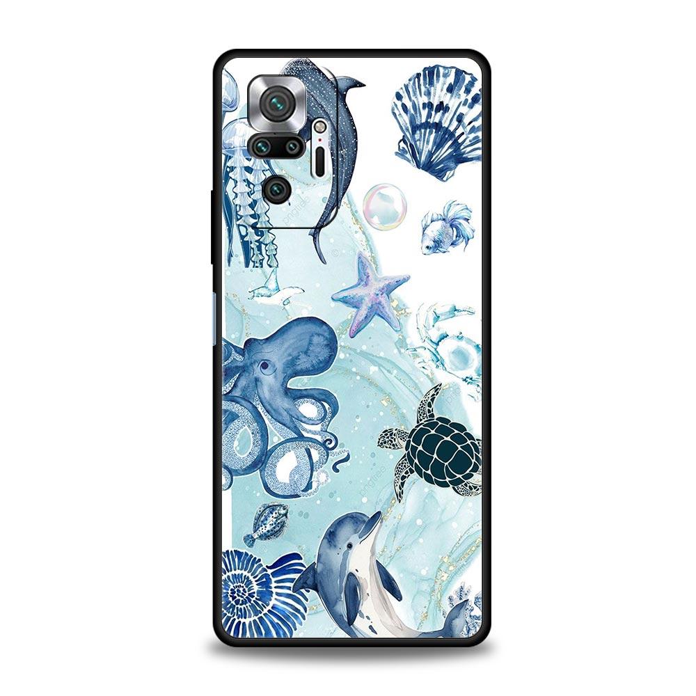 Phone Case For Xiaomi Redmi Note 14 13 12 Pro Plus 5G 9S 9 10 11 4G 14C 13C 12C 10C 9C 9A Soft Cover Ocean Life Theme