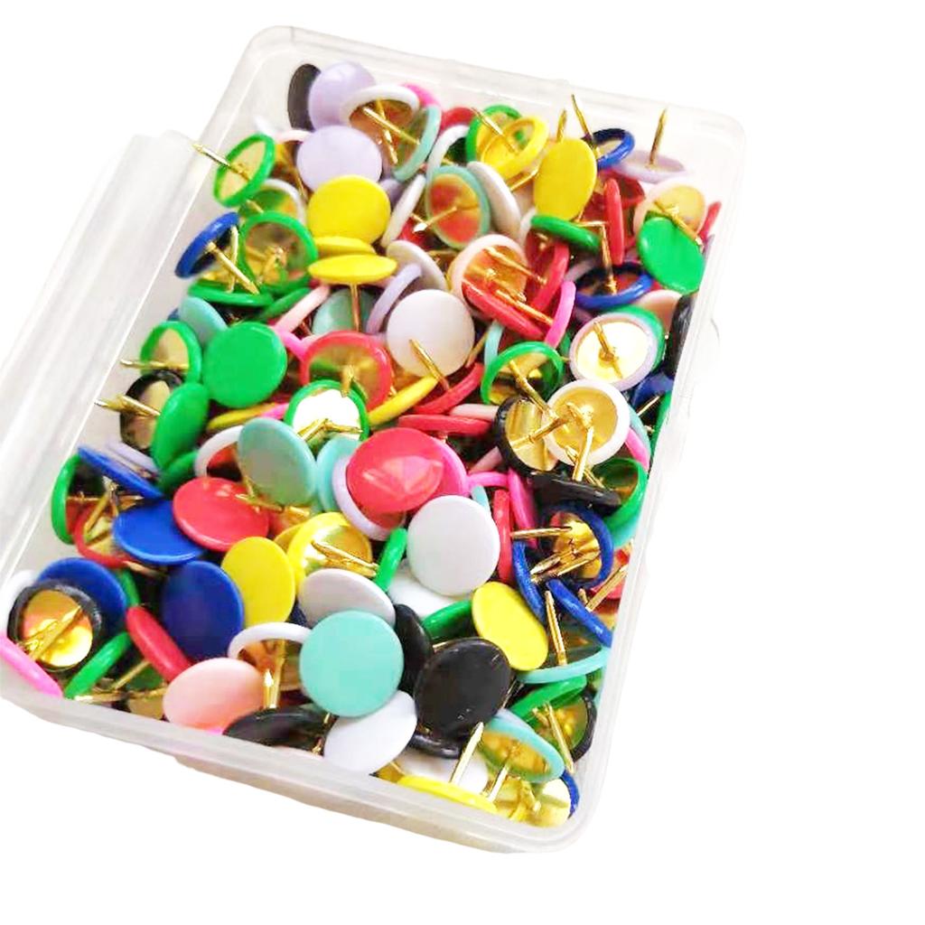 100pcs Colored Flat Thumb Tacks Roundness Plastic and Metal Flat Thumb Tacks for Office School & Personal Use