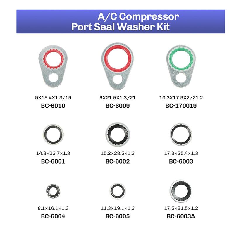 A95I-A/C O Ring Kit,Car Accessories Gasket,O Ring Assortment Kit,AC O Ring Kit,120Pcs AC Seal Kit,A/C Compressor Seal Kit