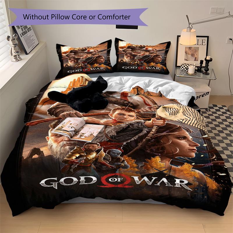 Custom Name War God Bedding 3 Piece Set HD Print Duvet Cover Pillowcases for Teens Adult Bedroom Decoration Christmas Gift