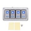 4 Gang Rocker Switch Panel 5Pin ON OFF SPST Blue Backlight Pre Wired Aluminum Alloy for Cars RVs Buses Trailers UTV