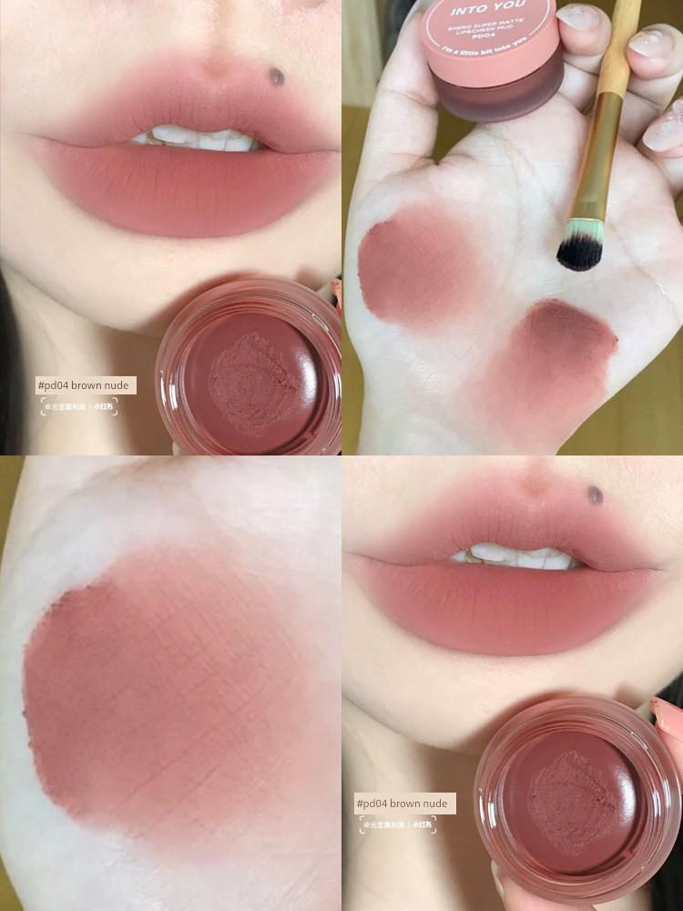 Into You Canned Lip Mud Matte Lip Gloss Lipstick Blush Lip and Cheek Multi-Use Cream Lip Color That Brightens and Lasts Long