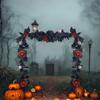 1 Halloween Wreath - 5.74ft Gothic Maple Leaves And Pumpkin Vines With Spooky Decorations To Create A Spooky Holiday And Firepla