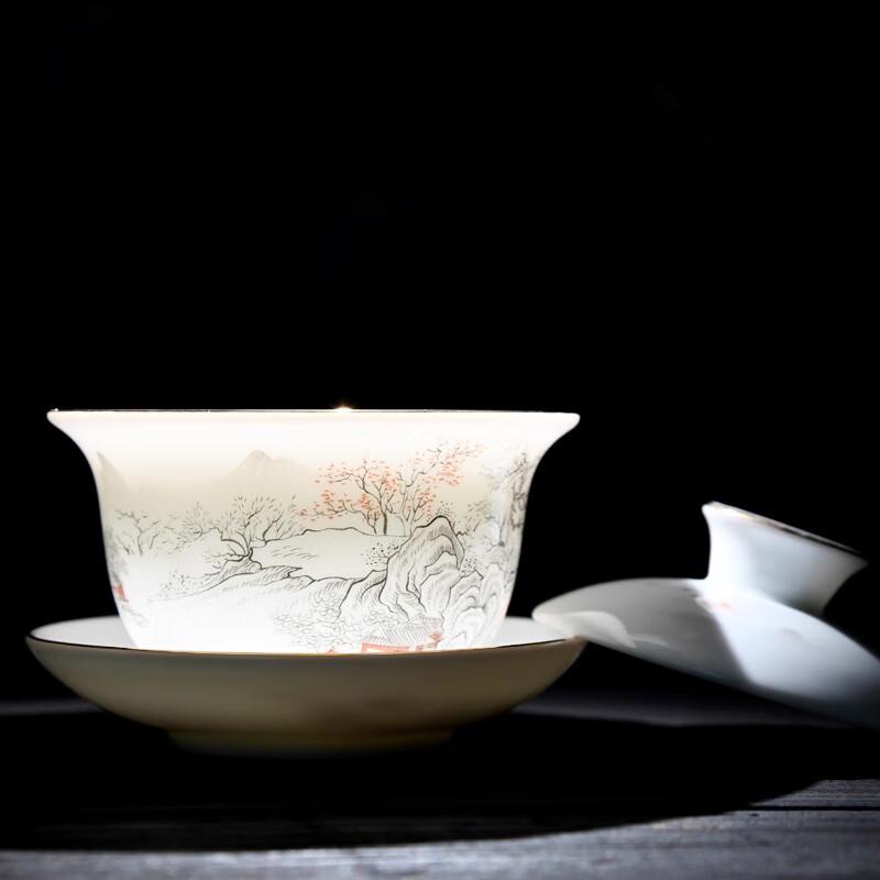 Wo Ding Ice Jade White Porcelain Gongfu Tea Set - Contentment Blue