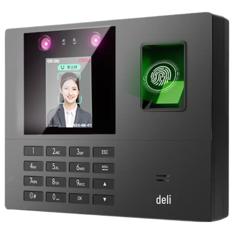 

Deli Fingerprint and Facial Recognition Smart Time Clock CN plug (adapter included)