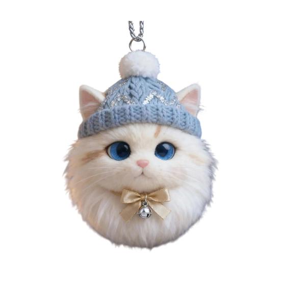 Winter Acrylic Cat Hanging Decoration Christmas Tree Knitted Hat Kitten Dog Rabbit Hedgehog Hanging Ornament Animal Pendant