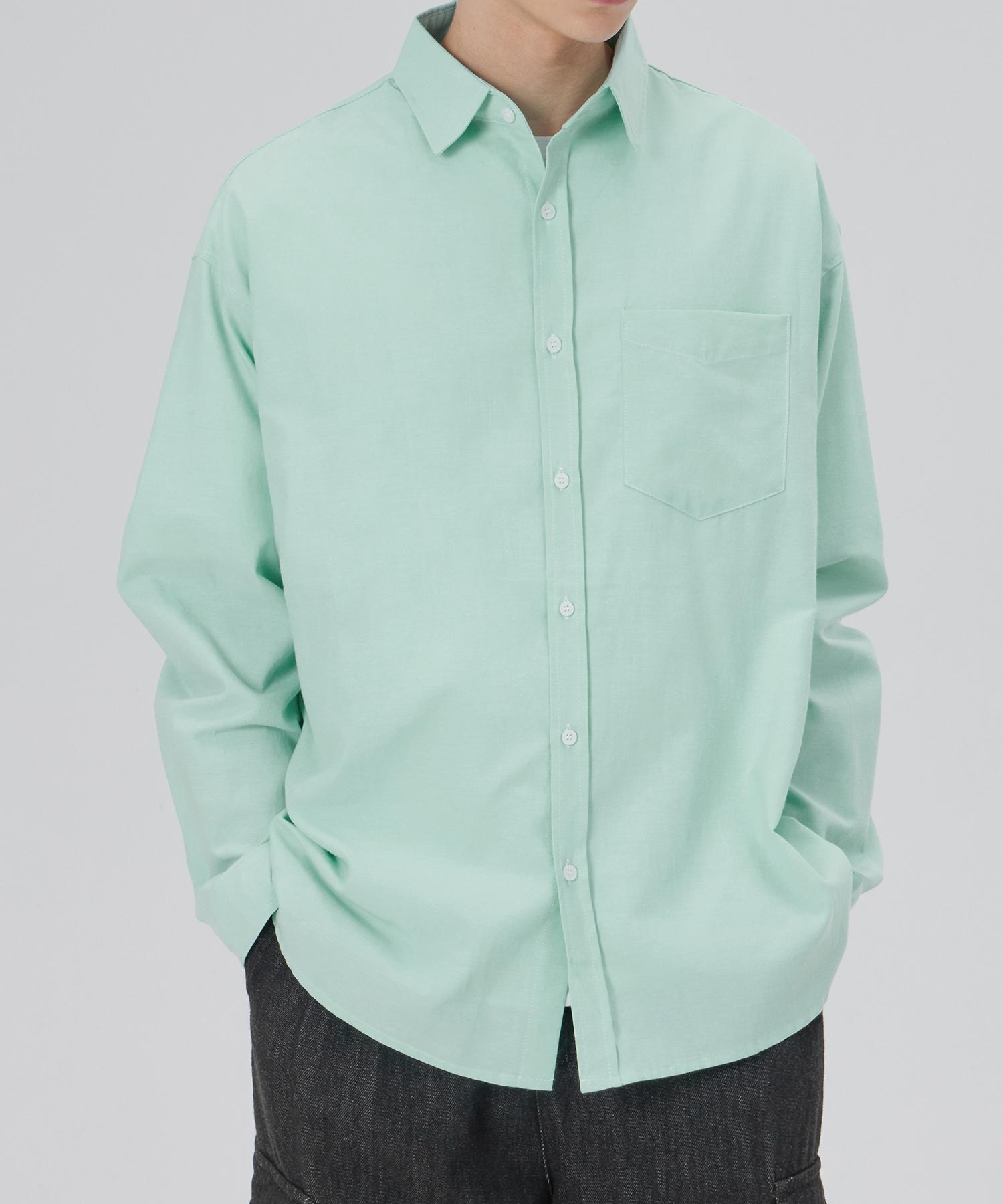 Good Life Works Oversized Oxford One-Pocket Solid Shirt Mint Mint/L