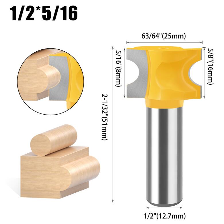 Half Round Side Cutter Bit Half Round Side Cutter Bit Woodworking Bit 1/4inch 1/2inch Shank