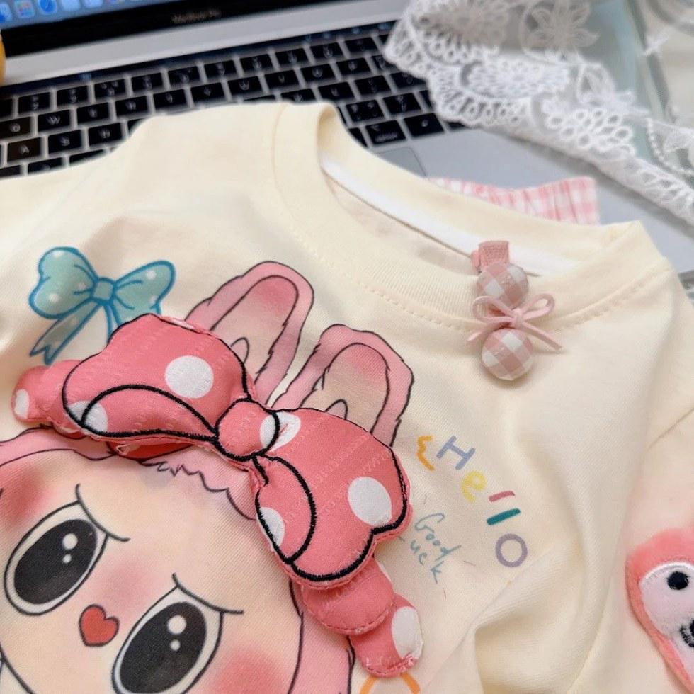 3D Cartoon Parent-Child Matching Cotton T-Shirt - Summer Short Sleeve Cute Children's Outfit