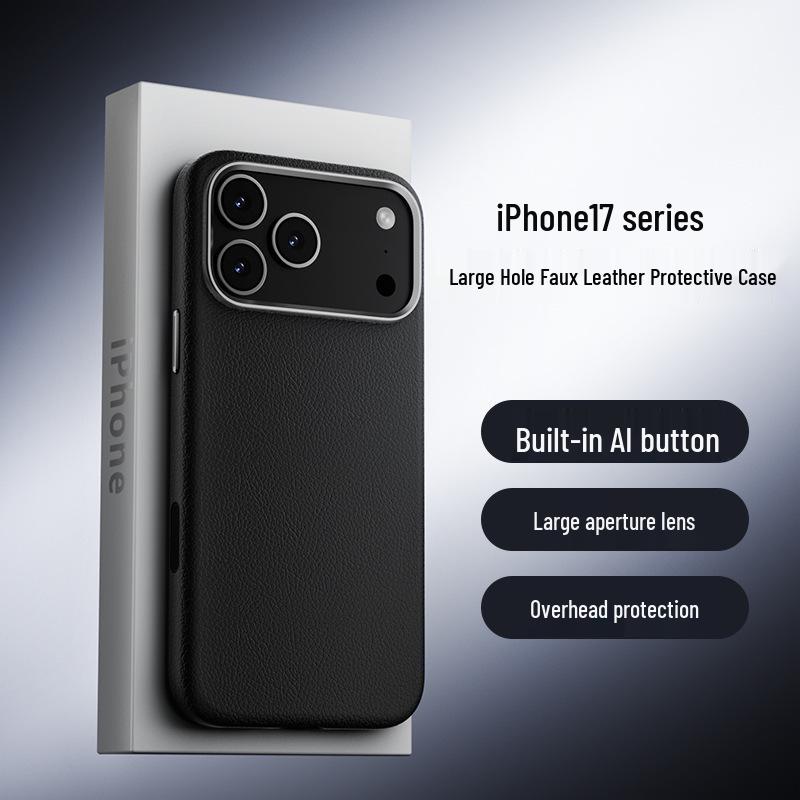 Elektrogeplateerde Echt Lederen Frosted Magnetische Hoes voor iPhone 17 Pro Max