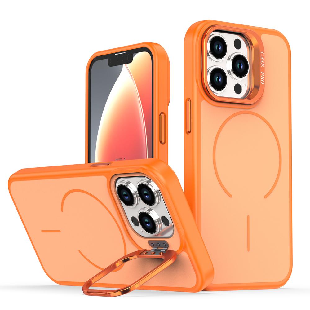 KEYSION Matte Skin Feel Lens Stand Phone Case for Magsafe for iPhone 11 12 Pro Max Magnetic Wireless Charging Shockproof Cover