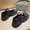 Single Shoes Women's Four-season Platform Small Leather Shoes Small Fragrant Pearls with Versatile Mary Jane Women's Shoes Increase Height