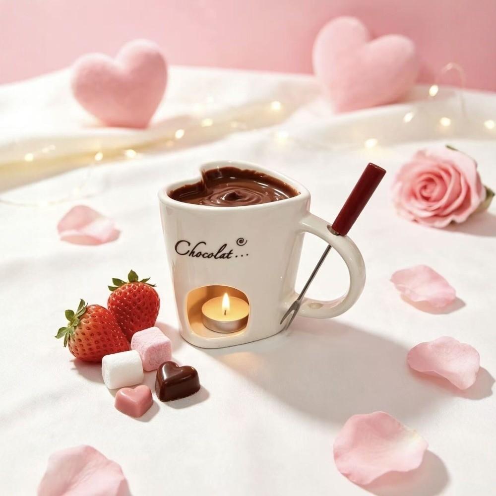 Heat-resistant Chocolate Melting Cup Ceramic Dessert Cup Multi-functional Fondue Pot Couple's