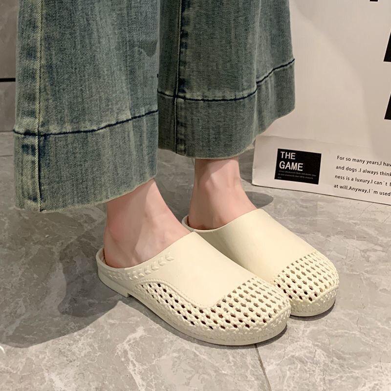 Hollow Mesh Surface Breathable Inner Heightening Bag Head Slippers Women's 2025 Summer New Fashionable and Comfortable Outer Wear One Pedal
