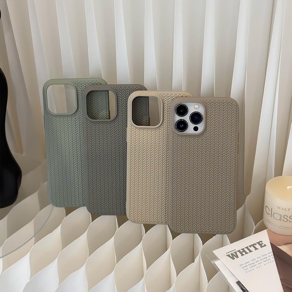 Skin-feel woven texture suitable for iPhone 15, Apple 16 phone case, 14 Pro, high-end feel, 11 retro, X solid color, 13 soft