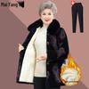 Women's Winter Warm Mid-Length Cotton Jacket for Middle-Aged and Elderly with Thick Velvet Lining