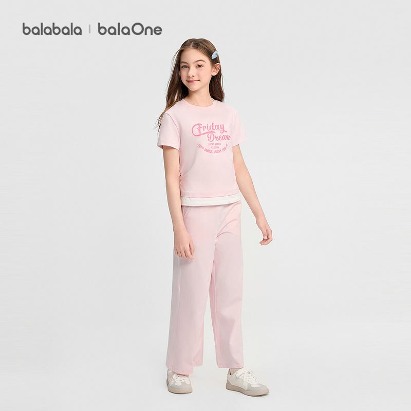 Balabala Girls' Short Sleeve Set