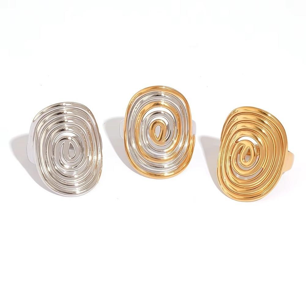 Geometric Wide Rings Irregular Closed Ring Fashion Hollow Layered Rings Women Jewelry