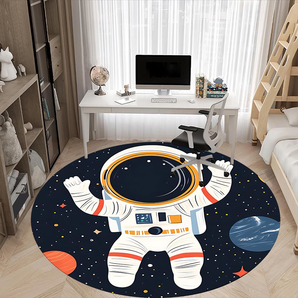 1PC Astronaut Space Office Round Area Rug,  Mat Suitable ForOffice, Under Office Chairs Bedroom Living Room Home Decor, Room Deco