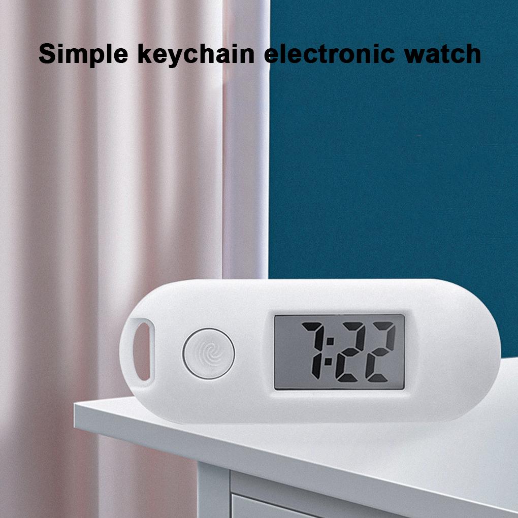 Multifunctional Keychain Watch Wide Application And Compact Hanging Hole ABS Digital Electronic Pocket Watch, White