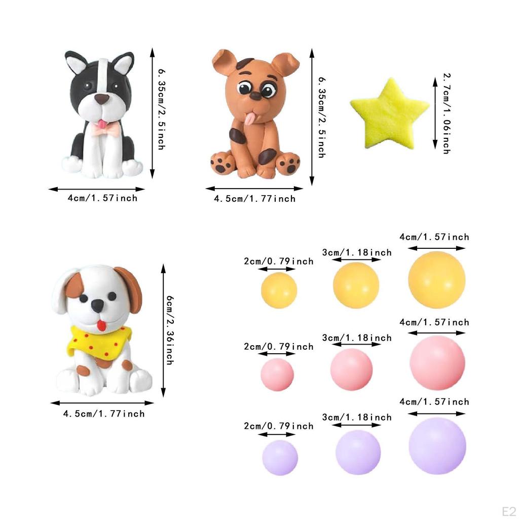 Dog Cake Toppers Puppy Cupcake Dolls Clay Figurines Decor for Gender Reveal Graduation