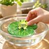 Frog on Lotus Leaf Ornament Glossy for Aquarium Display