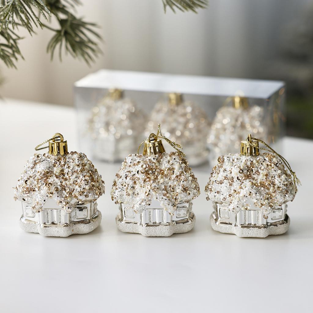 House Decorations, Christmas Ornaments, Plastic, Hand-painted Electroplated Ball Pendants, Christmas Tree Accessories, Christmas Scene Decoration