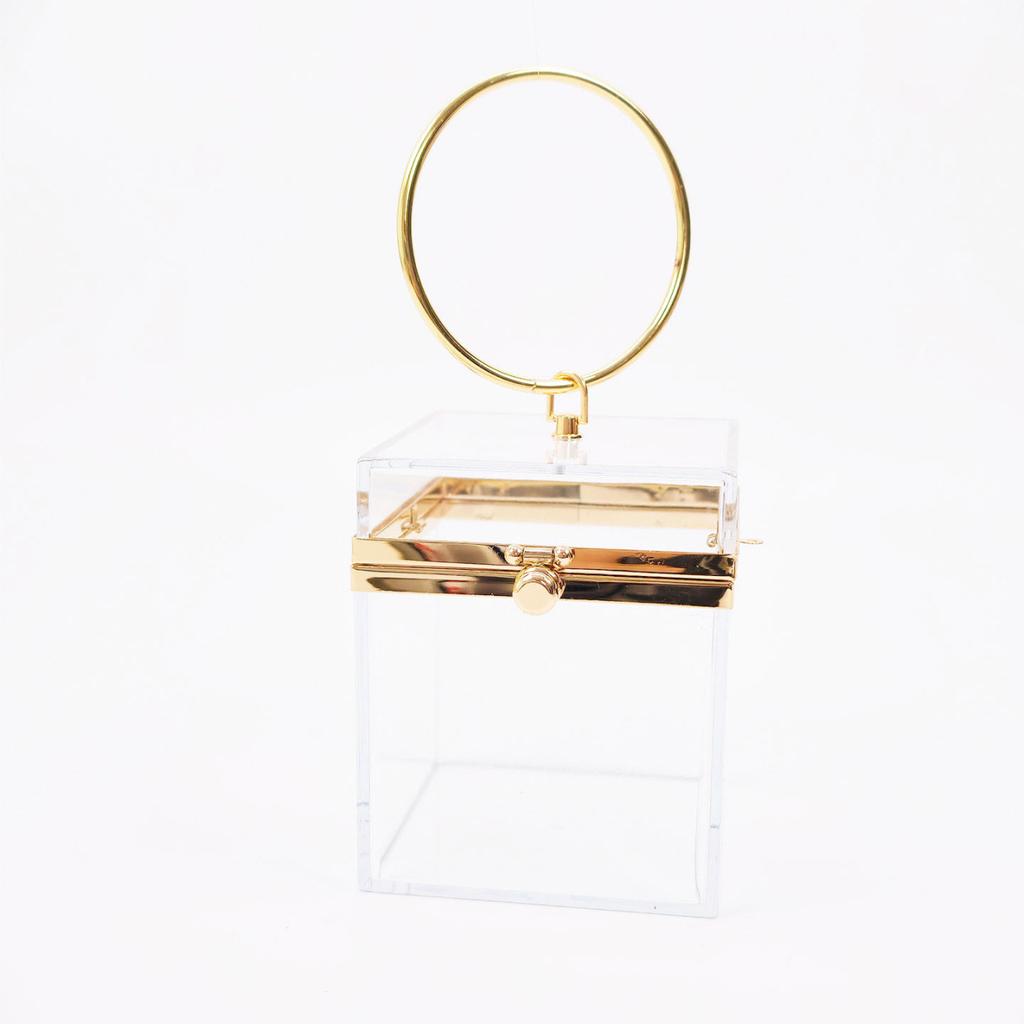 Acrylic transparent bag women's 2026 new pearl chain handbag shoulder chain box bag