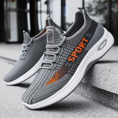 Men's Shoes New Sports Shoes Summer Fly-woven Running Shoes Soft-soled Lightweight Shoes Men's Mesh Breathable Single Shoes