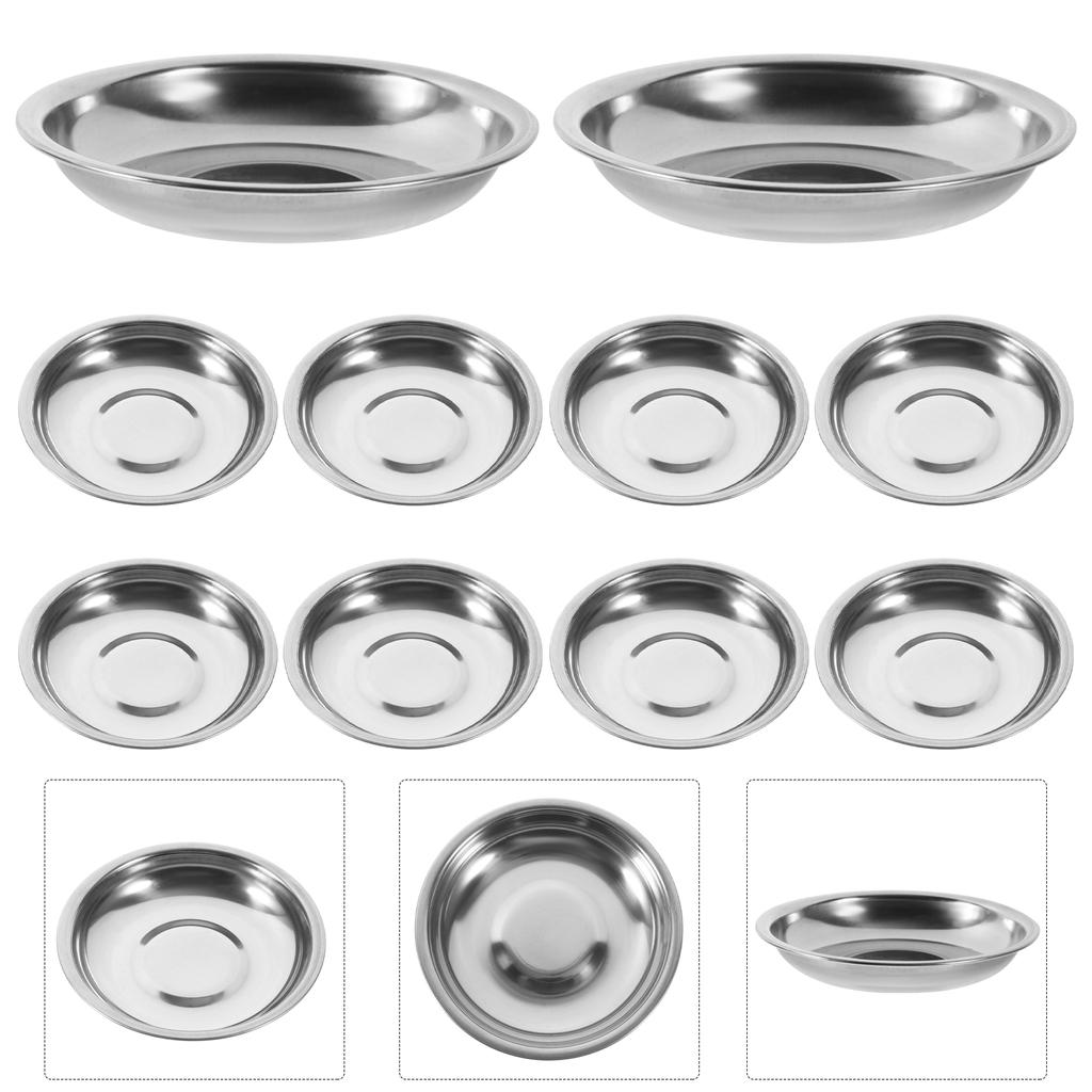 Disc Set Stainless Steel Saucer Dessert Dishes Spice Kitchen Tableware Seasoning Soy Spices