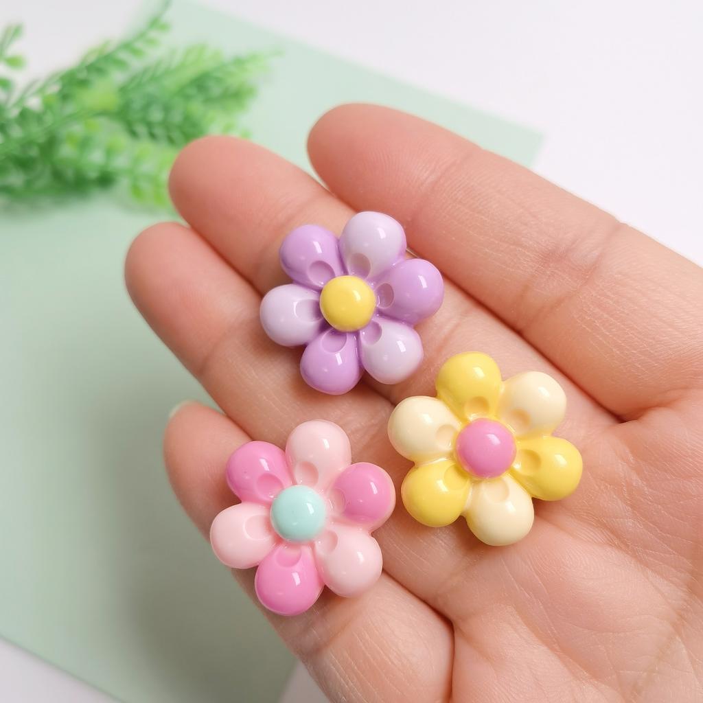 100Pcs Colorful Flowers Resin Flatback Slime Charms Cabochons Embellishments for Hairclips Phone Case Shoes Scrapbooking Decor