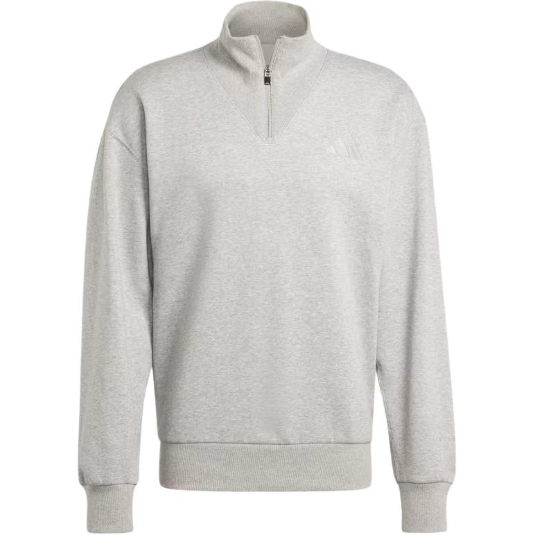 adidas All Szn Fleece Quarter-Zip Crew Sweatshirt Medium Grey Heather Men Streetwear IY6551