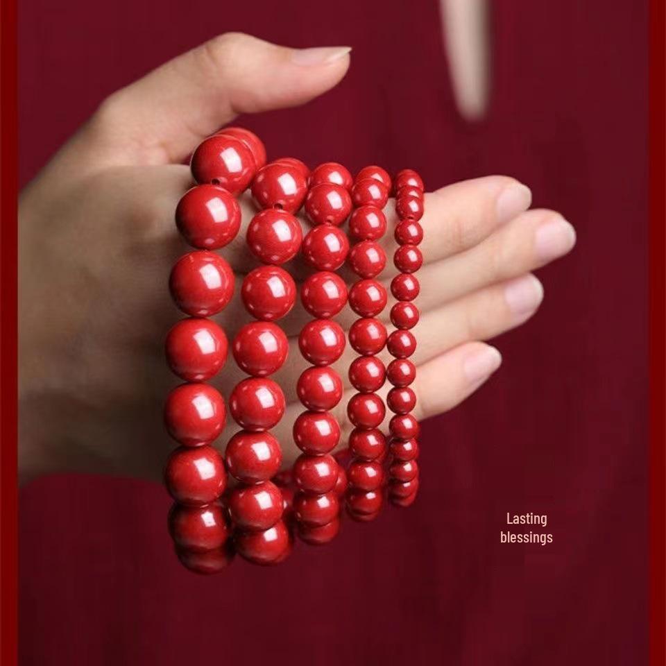 

Натуральный киноварный браслет на удачу для мужчин и женщин - Ювелирный подарок на Бэньминнянь 6mm Single Loop