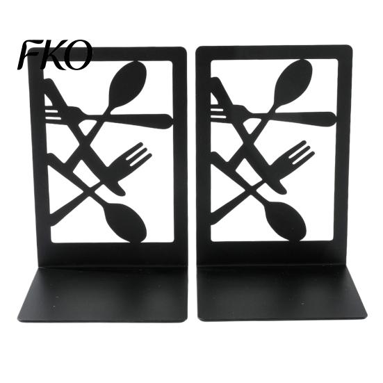 Soportalibros de Cubiertos 1 Par Cocina Metal Decorativo para Estanterías, Resistente Antideslizante Soporte Tema Cocina Cocción, Tope de Soporte Negro