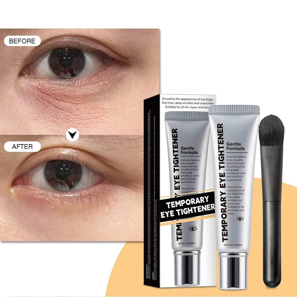 Crème raffermissante pour les yeux à action rapide transfrontalière 20g avec brosse de massage, Réduit les cernes et les ridules