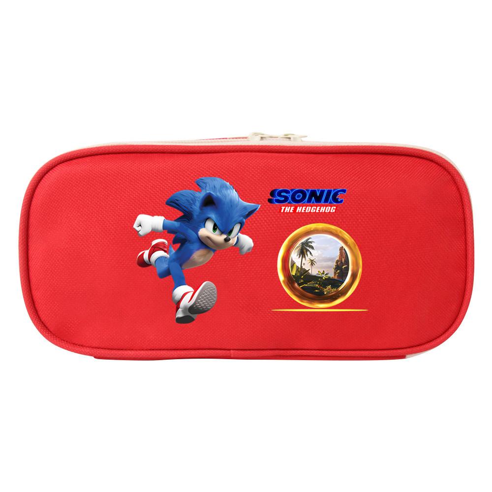 Sonic The Hedgehog Student Pencil Case Canvas Large Capacity Zipper Pen Bag For School Supplies And Teen Gift