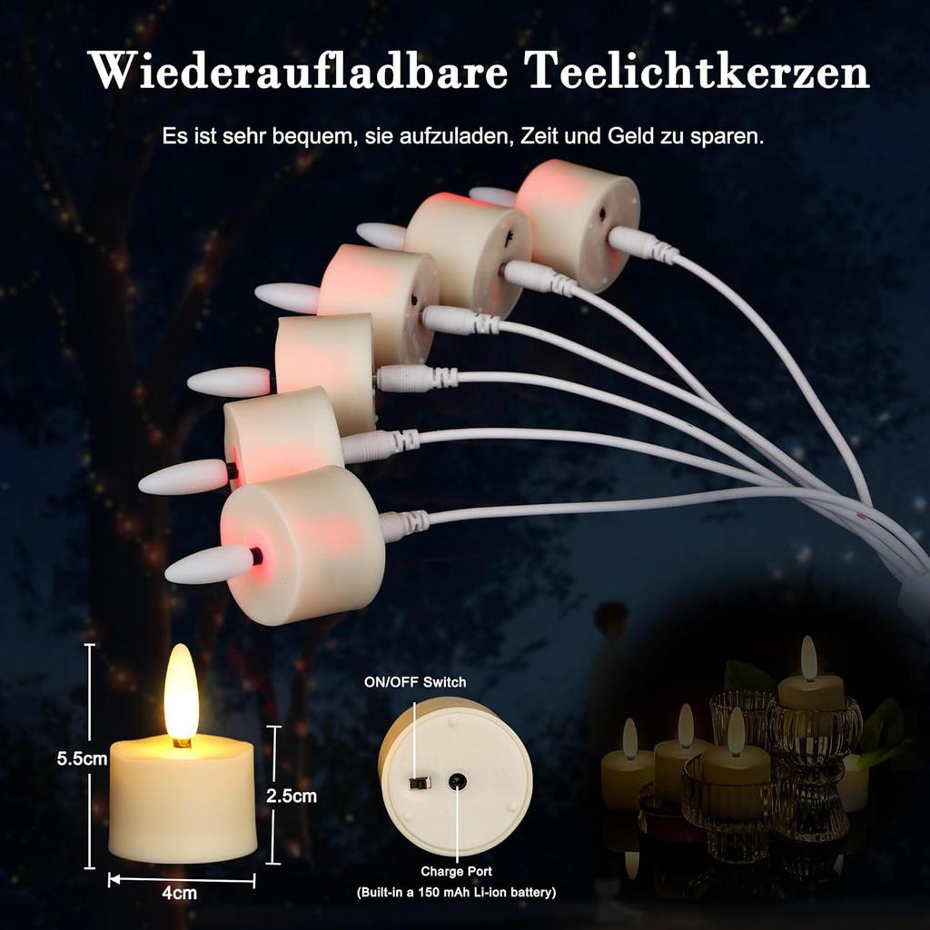 Rechargeable LED Candle Lamp with Remote Control Timer for Halloween Decoration