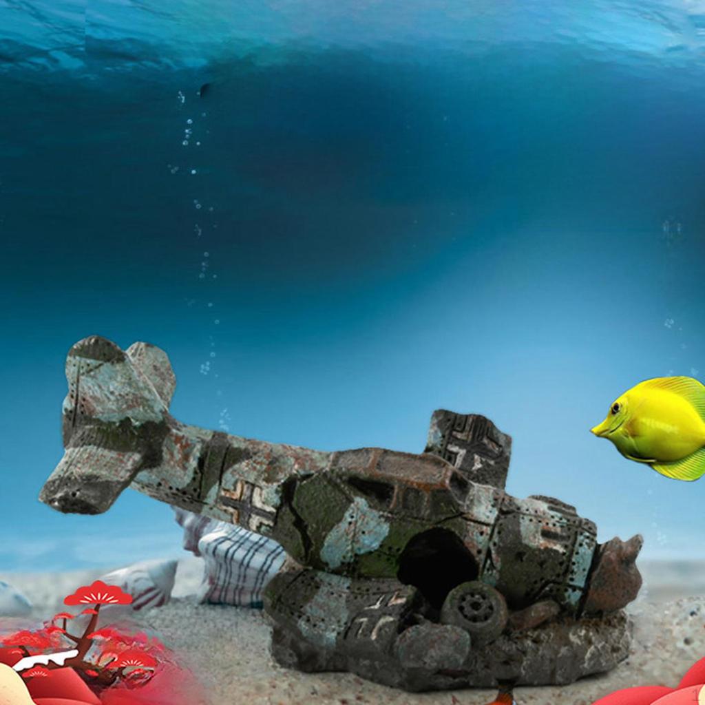 Aquarium Decoration Airplane Wreckage Decorative Resin Easy To Maintain Tank