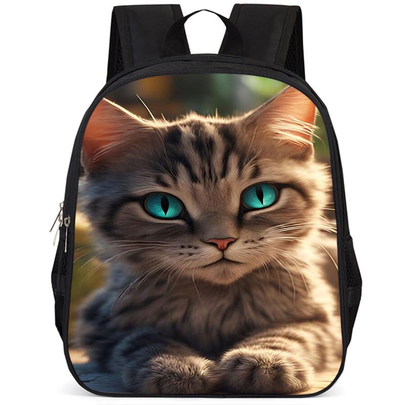 Adorable Cat 15-inch Large Capacity School Backpack Lightweight Oxford Fabric