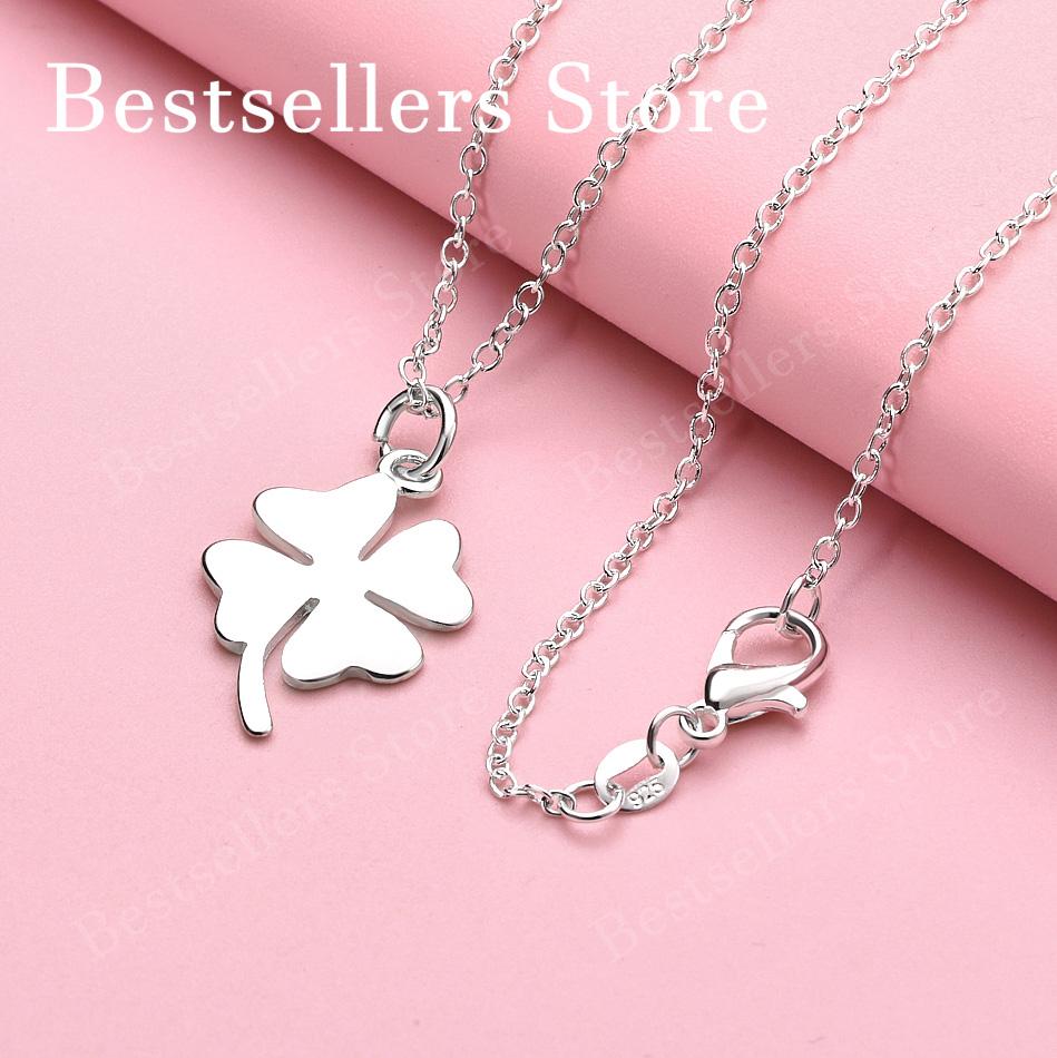 925 sterling silver 16-30 inch exquisite clover pendant necklace for women s fashionable wedding jewelry accessories 40cm
