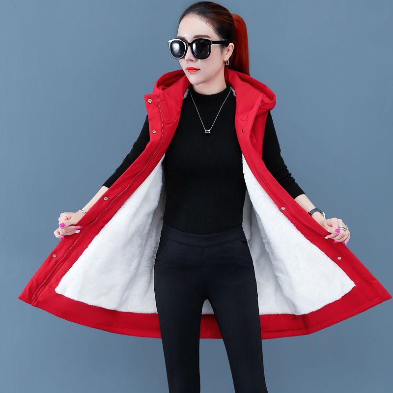 

Модный и теплый женский хлопковый жилет-парка с капюшоном 5XL