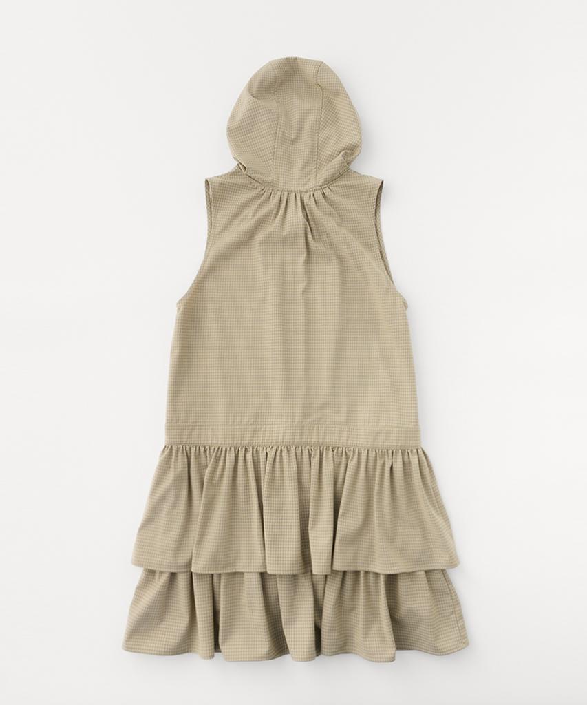 Selliteiljeu Check Hoodie Ruffle Dress_Beige