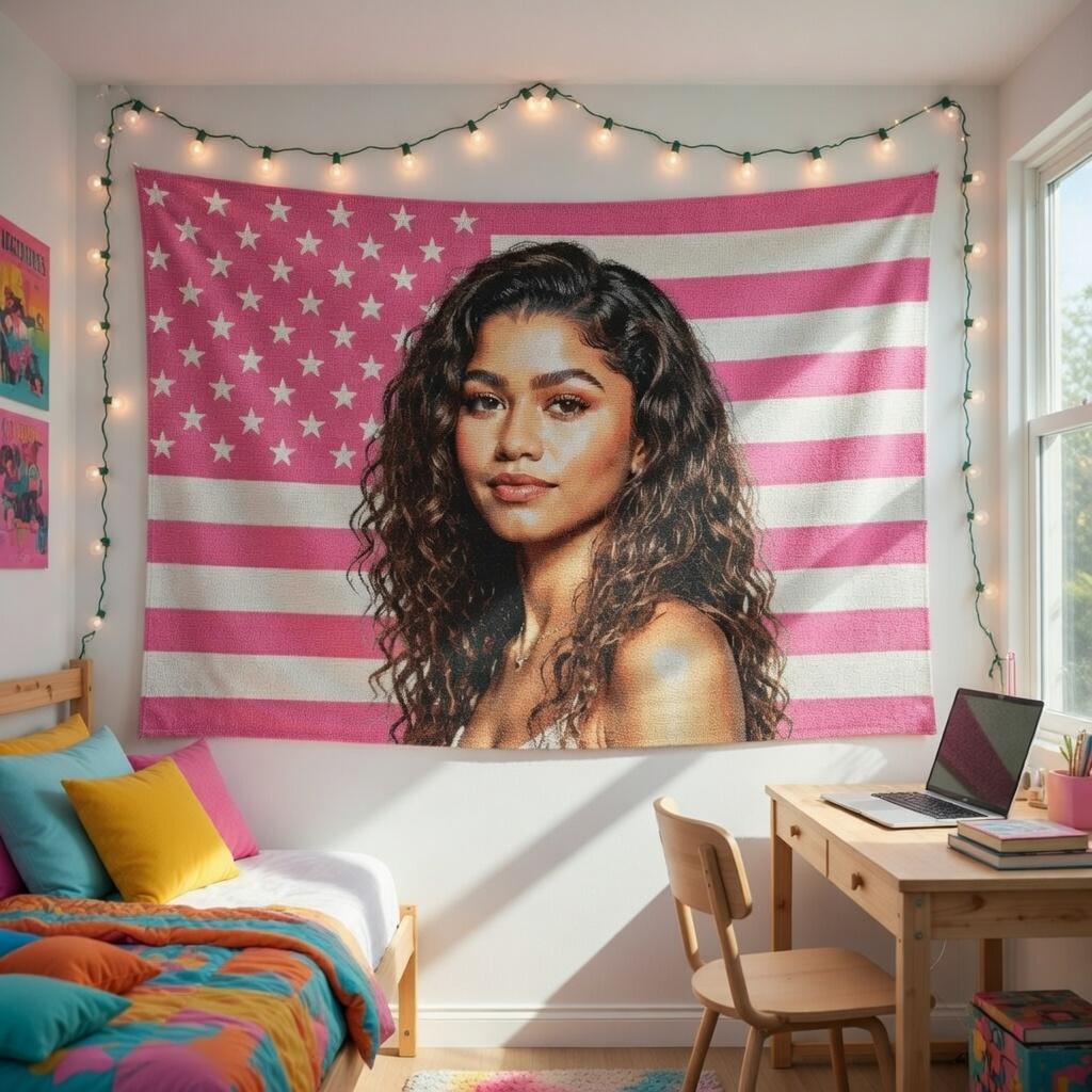 Zendaya Rosa Flagge Wandteppich Warm Luxuriös Heim Wanddekoration Auffälliger Druck für Schlafzimmer Wohnzimmer Ästhetische Dekoration
