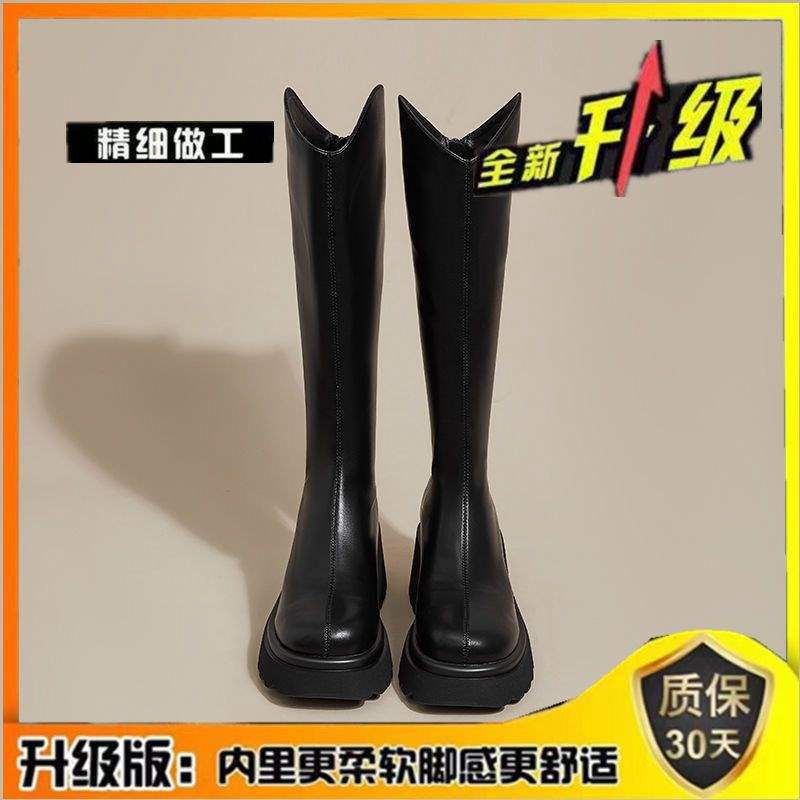 Martin stövlar dam långa stövlar 2025 nya svarta höga stövlar men knähöga ridstövlar små långa stövlar höst och vinter