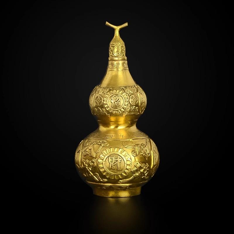 Tian Yi Nine Turtles Brass Gourd - Traditional Feng Shui Cure for Health Healing & Positive Energy, Long Life Blessing Ornament