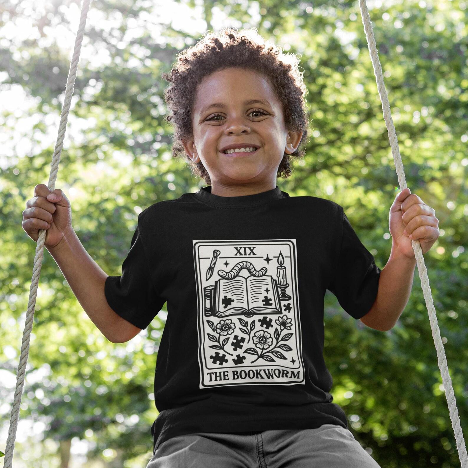 The Bookworm tarot card Kids Tee | Book lover illustration, reading design 120